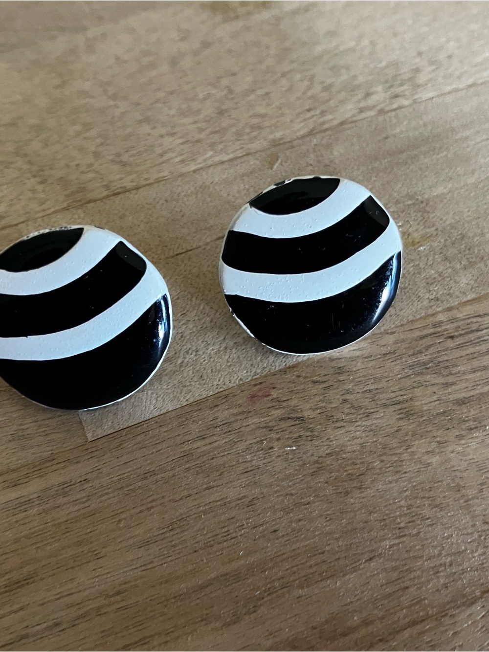 Vintage Cast Metal Black and white earrings
